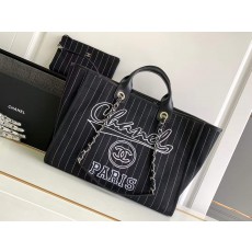 샤넬 23P CHANEL 스트라이프 도빌 라지 쇼핑백 50*30*22cm